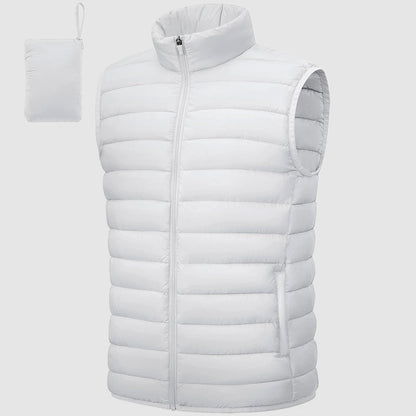 Leo Quilted Puffer Vest | Stand Collar Side Pockets Puffer Vest