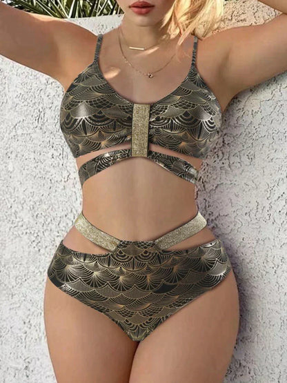 Swimsuit for Women – Push-up Top – High-waisted Bottoms – Structured Fit – Shiny Luxury Look