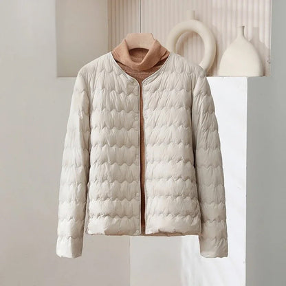 Sienna Quilted Regular Fit Down Jacket | Collarless Button Front Jacket