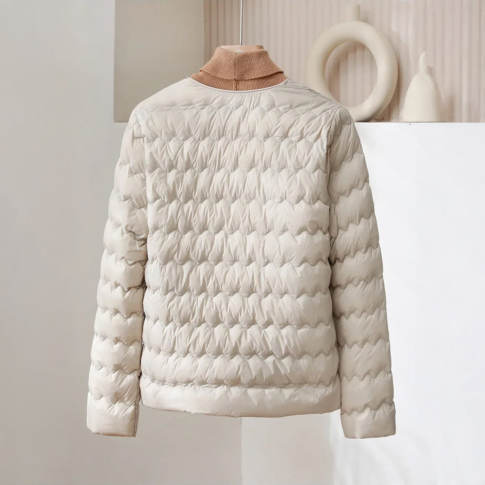 Sienna Quilted Regular Fit Down Jacket | Collarless Button Front Jacket