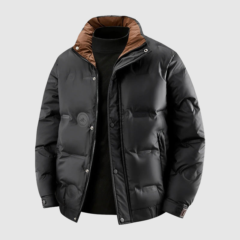 Sebastian Relaxed Fit Puffer Jacket | Quilted Stand Collar Hip-Length Jacket