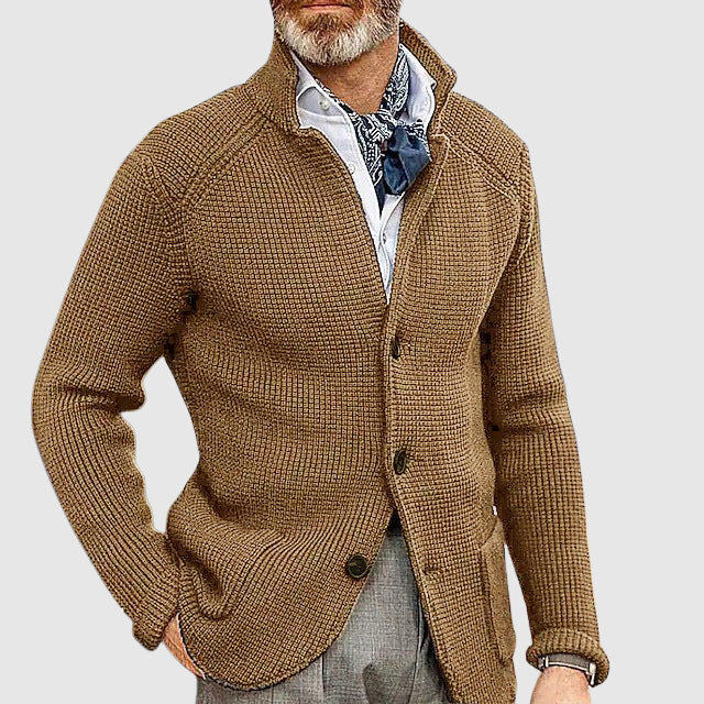 Thomas Wool-Blend Regular Fit Cardigan | Button Front Collared Cardigan