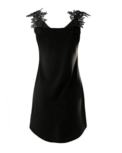 Women's Dress - Sleeveless with Lace Straps - Loose Fit - Round Neck - Elegant Design