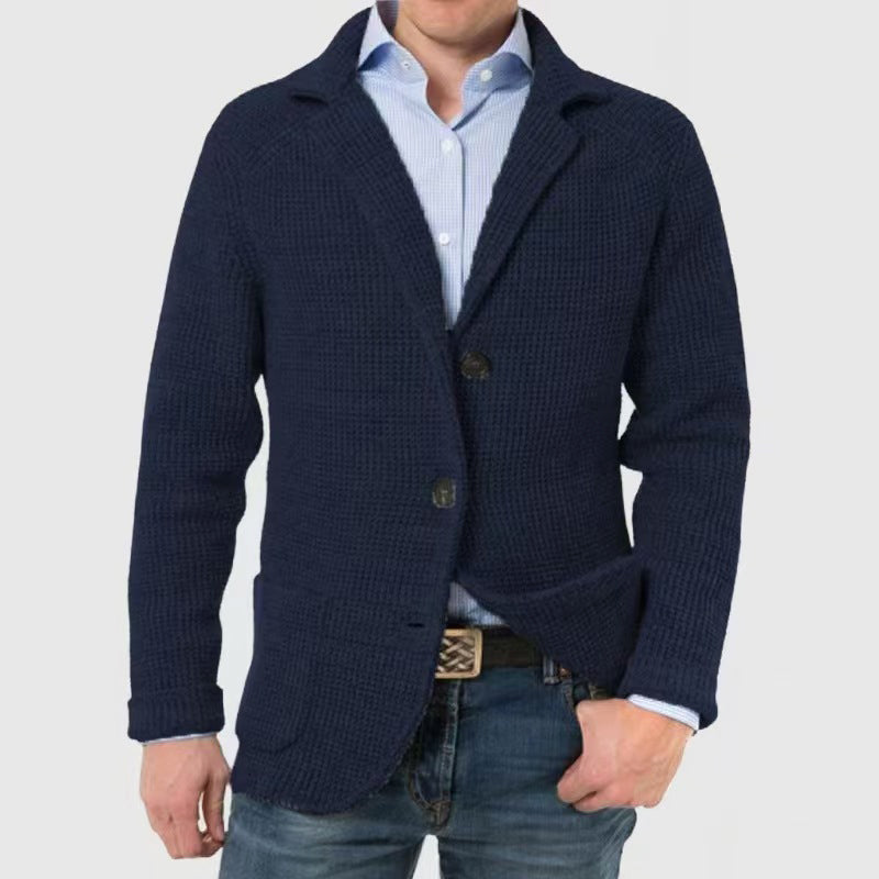 Joshua Wool-Blend Regular Fit Knit Cardigan | Textured Button Front Pockets Knit Cardigan