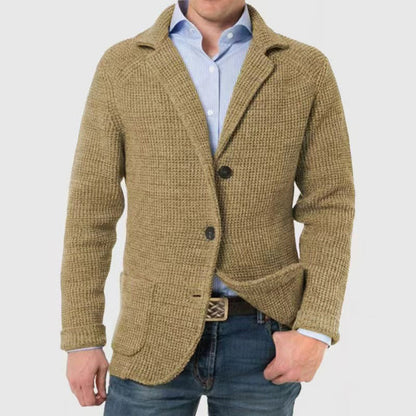 Joshua Wool-Blend Regular Fit Knit Cardigan | Textured Button Front Pockets Knit Cardigan