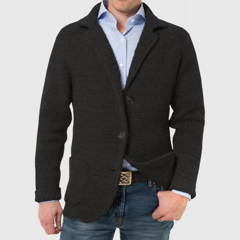 Joshua Wool-Blend Regular Fit Knit Cardigan | Textured Button Front Pockets Knit Cardigan