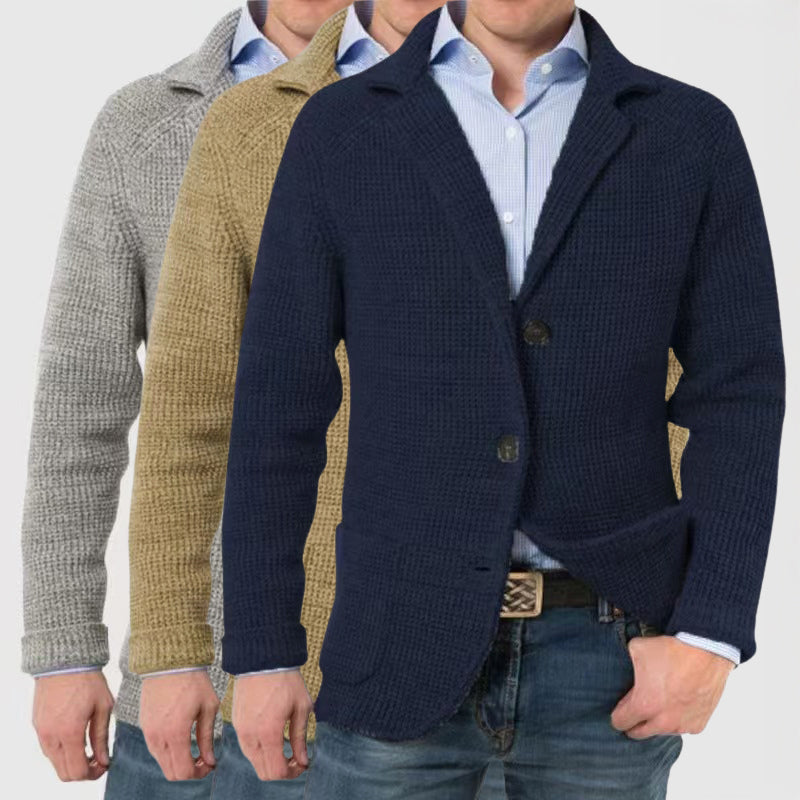 Joshua Wool-Blend Regular Fit Knit Cardigan | Textured Button Front Pockets Knit Cardigan