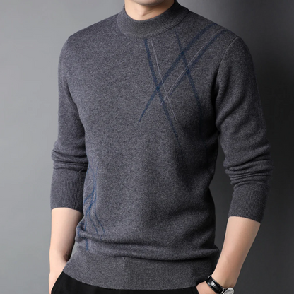 Men's Sweater – Slim Fit – Soft Wool Quality – Ribbed Edges – Elegant Diagonal Structure