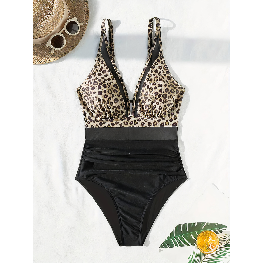 Swimsuit for Women – Tailored Fit – Deep V-Neck – Mesh and High Leg Cut