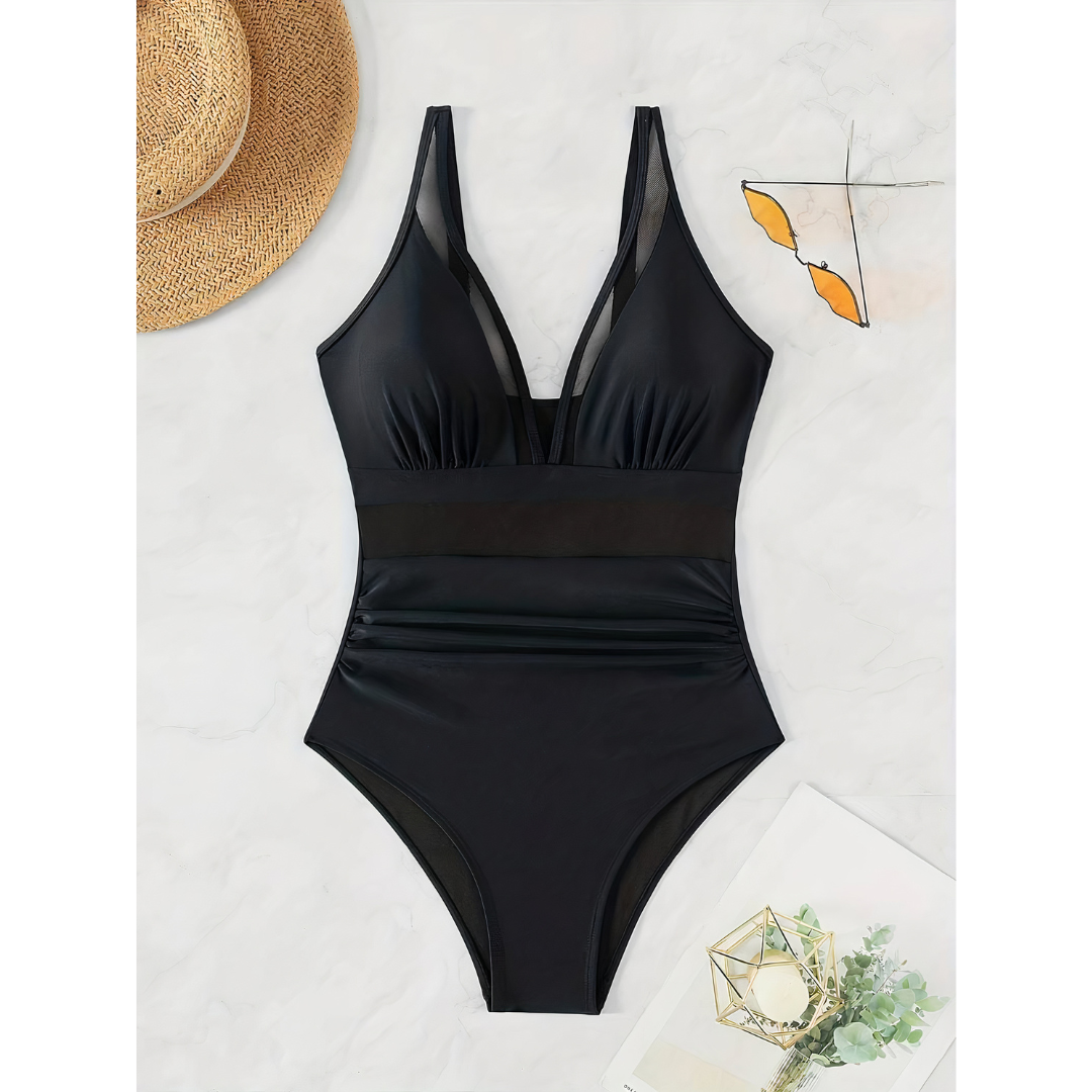 Swimsuit for Women – Tailored Fit – Deep V-Neck – Mesh and High Leg Cut