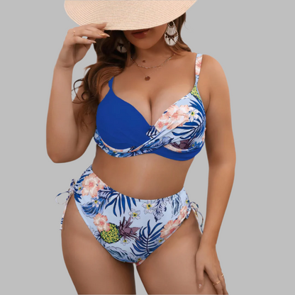 Women's Bikini Set – High Waist – Twist Front – Adjustable Straps – Side Tie Strings