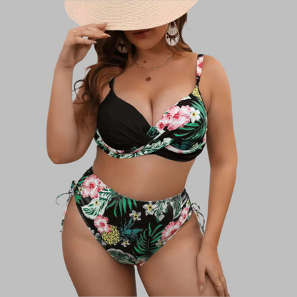 Women's Bikini Set – High Waist – Twist Front – Adjustable Straps – Side Tie Strings