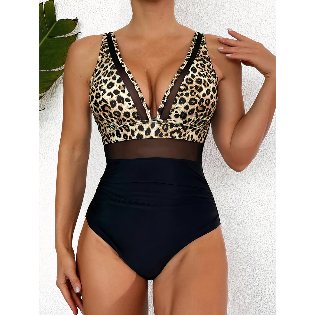 Swimsuit for Women – Tailored Fit – Deep V-Neck – Mesh and High Leg Cut