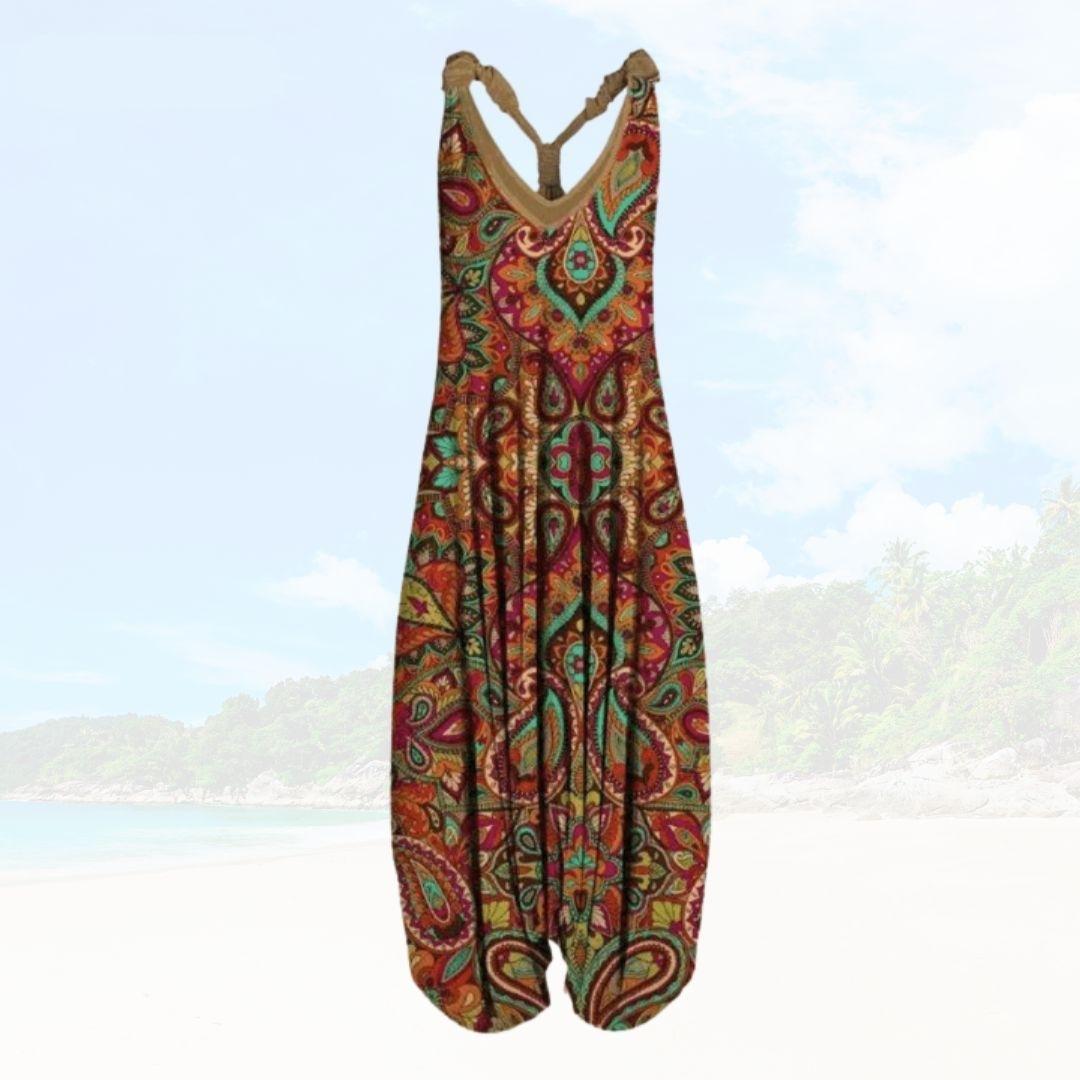 Women's Jumpsuit – Relaxed Fit – Sleeveless – Light Breathable Fabric – Full Length