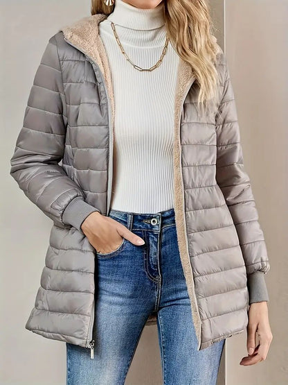 Women’s Jacket - Quilted - Relaxed Fit - Hooded - Ribbed Cuffs