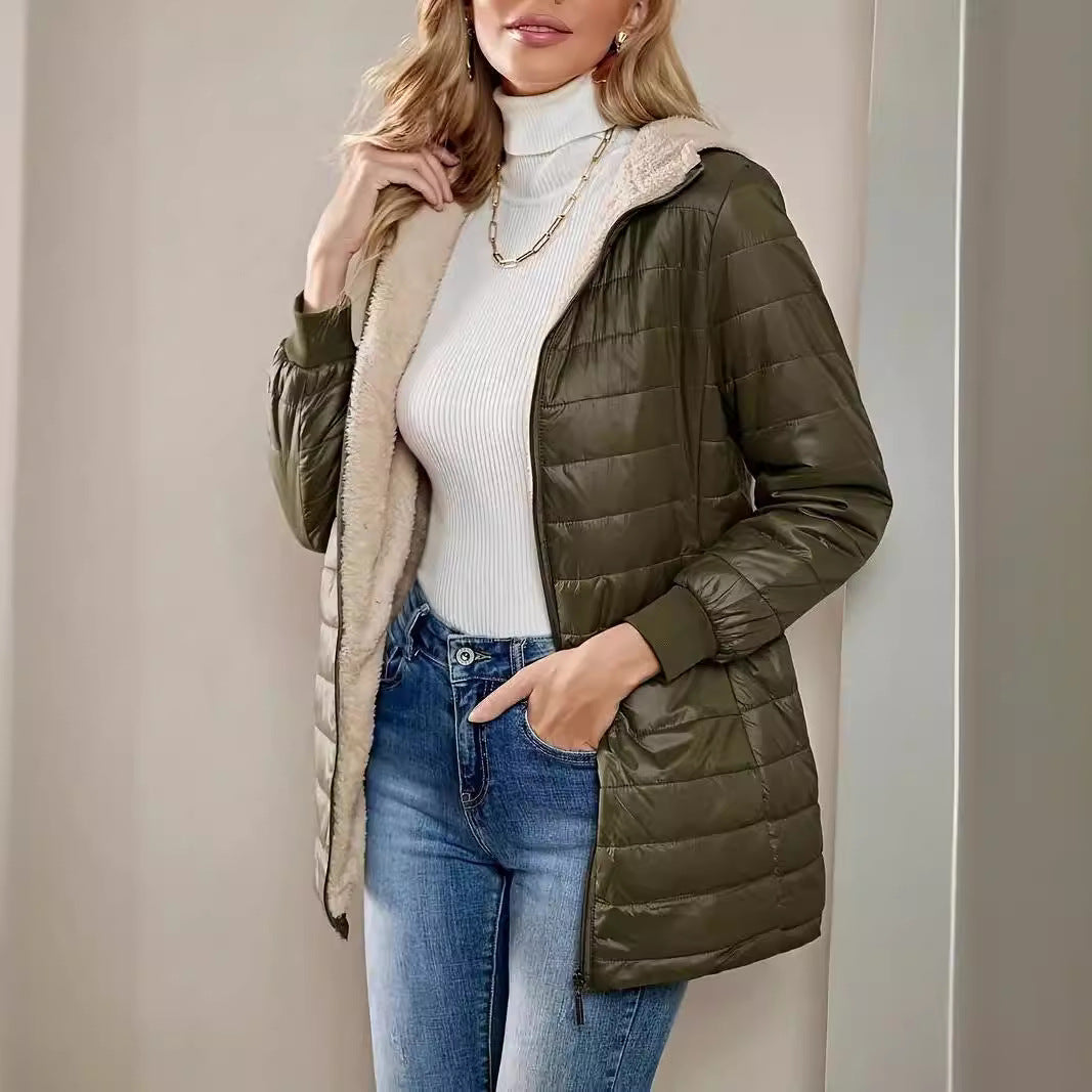 Women’s Jacket - Quilted - Relaxed Fit - Hooded - Ribbed Cuffs