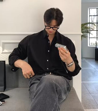 Men's Shirt with Long Sleeves – Relaxed Fit – Breathable Material – Button Closure