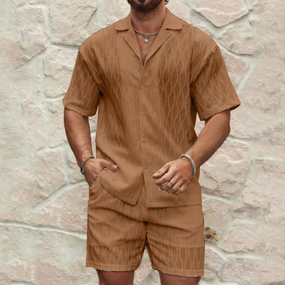 Men's Set – Short-Sleeved Shirt and Shorts – Relaxed Fit – Lightweight Cotton