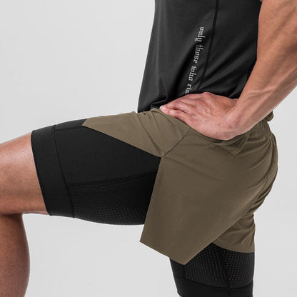 Men's Shorts – Athletic Fit – Double Layer with Compression – Breathable Mobility