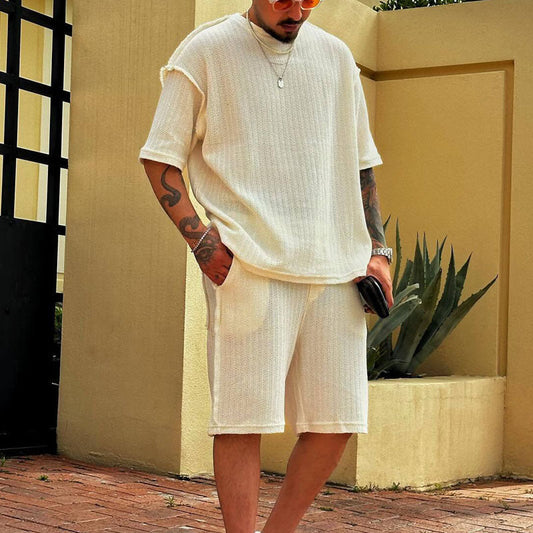 Men's Training Set – Breathable Cotton Blend – Loose Fit – T-shirt and Shorts