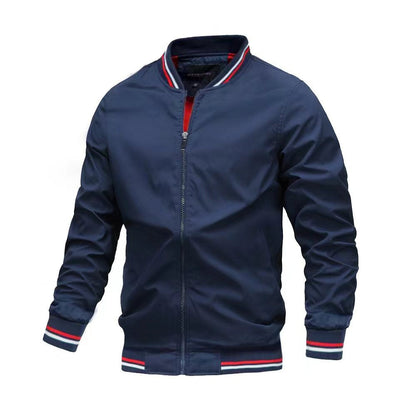 Men's Jacket – Slim Fit – Water-Repellent – Stand Collar – Zipper Closure – Ribbed Edges