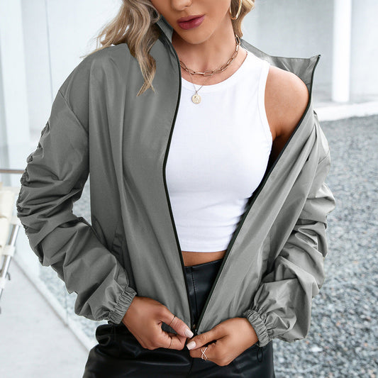 Women's Outdoor Jacket – Waterproof Lightweight – Relaxed Fit – Zipper – Elastic Cuffs