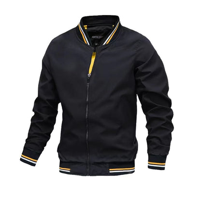 Men's Jacket – Slim Fit – Water-Repellent – Stand Collar – Zipper Closure – Ribbed Edges