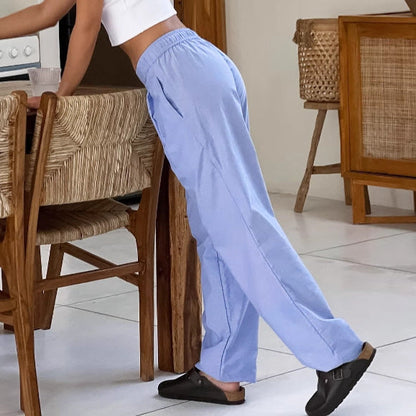 Women's Pants – Wide Leg – High-Waisted – Pleated Front – Breathable Material