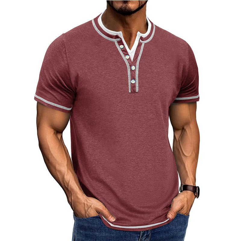 Men's Henley T-shirt – Soft Cotton Feel – Comfortable Fit – Short Sleeve