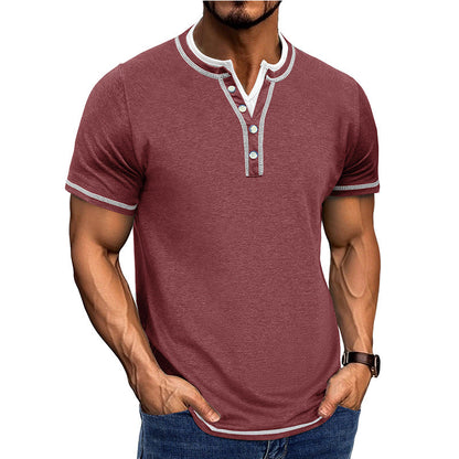Men's Henley T-shirt – Soft Cotton Feel – Comfortable Fit – Short Sleeve