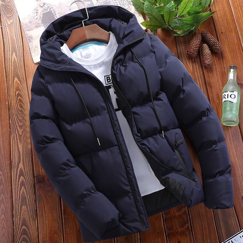 Men’s Jacket - Synthetic Blend - Quilted - Hooded - Relaxed Fit - Hip Length