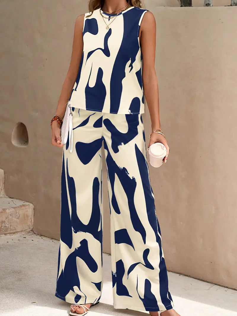 Women's Jumpsuit – Sleeveless Top and Wide Legs – Relaxed Fit – Breathable Material