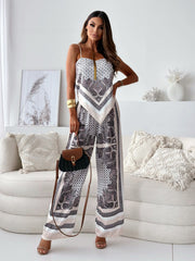Women's Jumpsuit – Luxurious Fabric – Relaxed Fit – Spaghetti Straps – Wide Legs