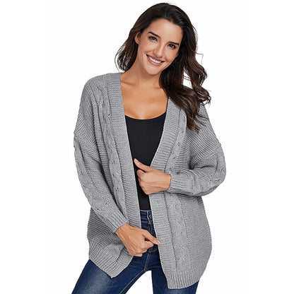 Women's Cardigan – Oversize Fit – Chunky Knit – Cable Knit – Open Front