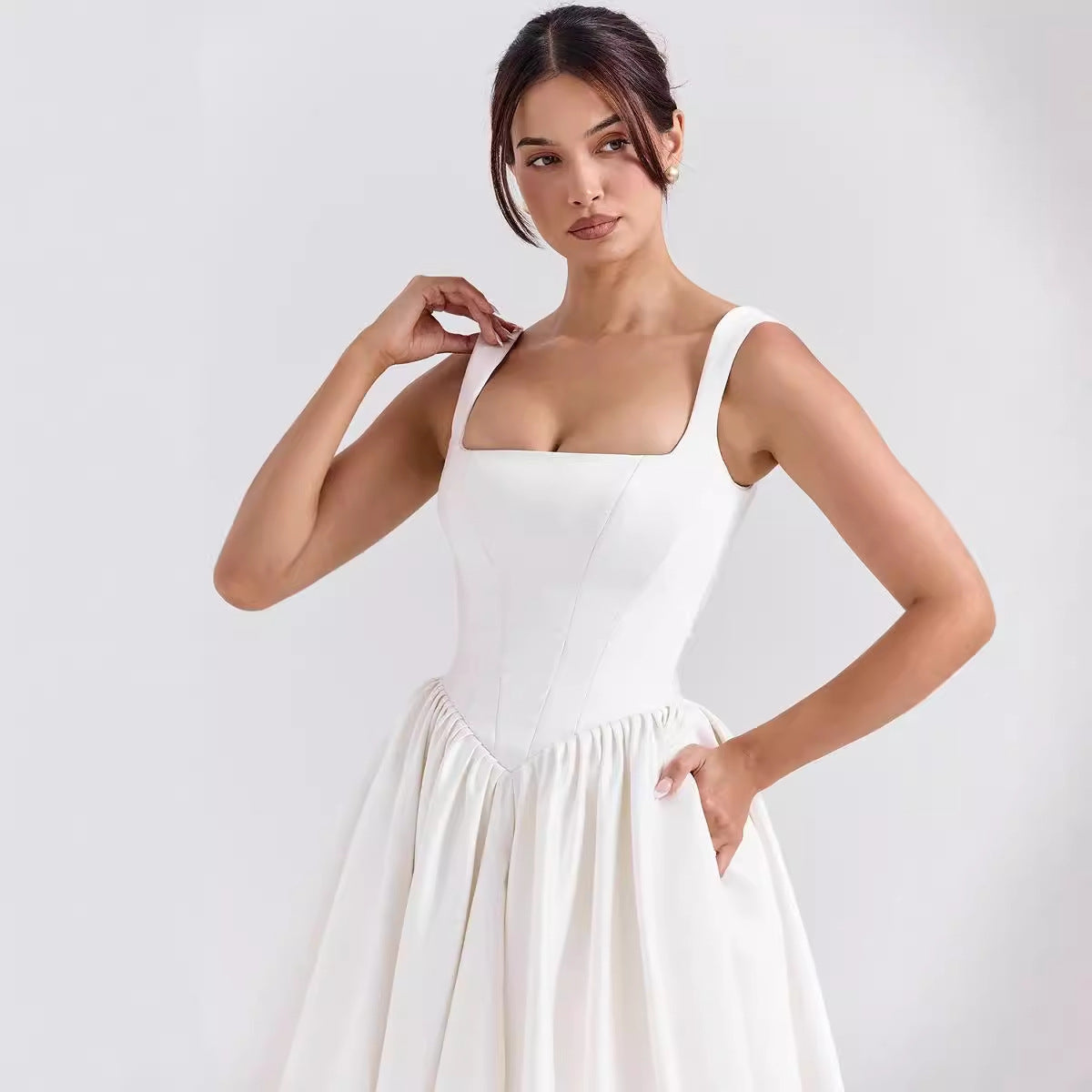 Dress for Women – Maxi Dress – Fitted Waist – Ruffled Skirt – Natural Fibers