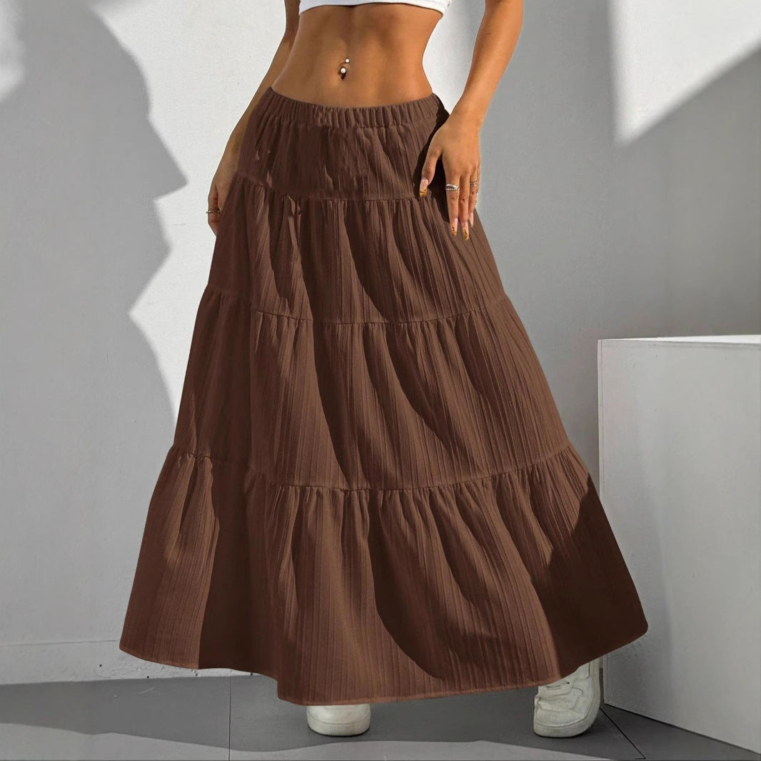 Women's Skirt – A-line Fit – Layered Ruffle Design – Adjustable Drawstring Closure – Breathable Material