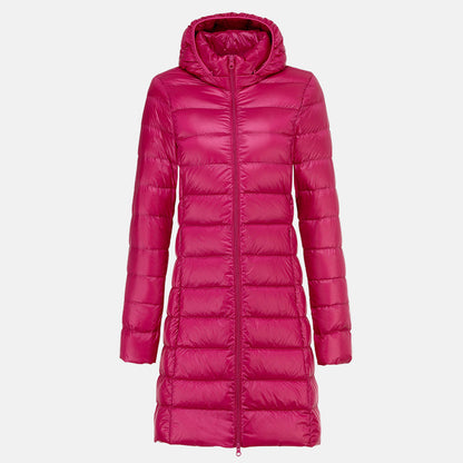 Women's Jacket - Lightweight Mid-Length Down - Slim Fit - Hooded