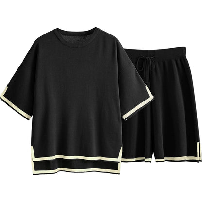 Women's Sweater Set – Loose Fit – Soft Knit – Ribbed Edges – Casual Style