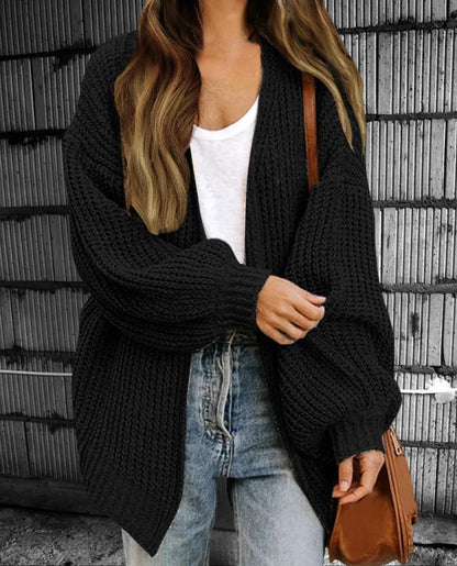Women's Cardigan – Chunky Knit – Oversized Fit – Open Front – Casual Style