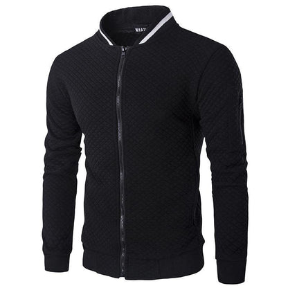 Men's Cardigan – Slim Fit – Quilted Structure – Zipper – Ribbed Edges – Sleeve Pocket