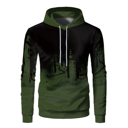 Men`s  Hoodie – Loose Fit – Lightweight and Breathable – 3D Print – Ribbed Edges – Casual