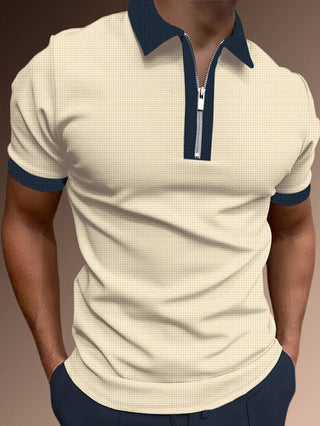 Men's Polo Shirt – Slim Fit – Half Zipper – Breathable Material – Patterned Design