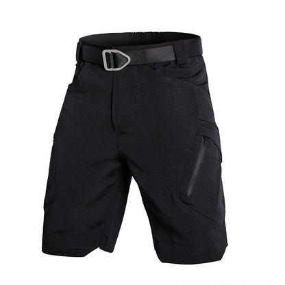 Women's Cargo Shorts – Relaxed Fit – Elastic Waist – Belt – Practical Pockets