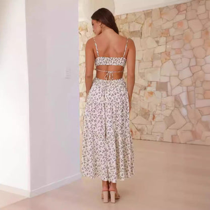 Women's Maxi Dress – Sleeveless V-Neck – A-Line Skirt – Lightweight Breathable Material