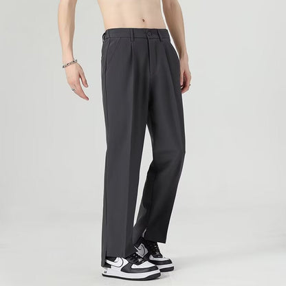 Men's Trousers – Tapered Fit – Lightweight Draped Fabric – Pleated Front – Ankle Length