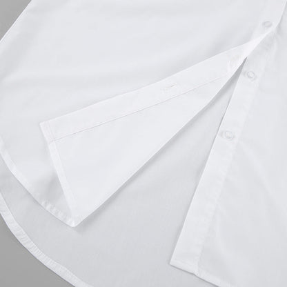 Dame Skjorte – Oversize Pasform – Bomuldsblanding – Lange Ærmer – Knaplukning
