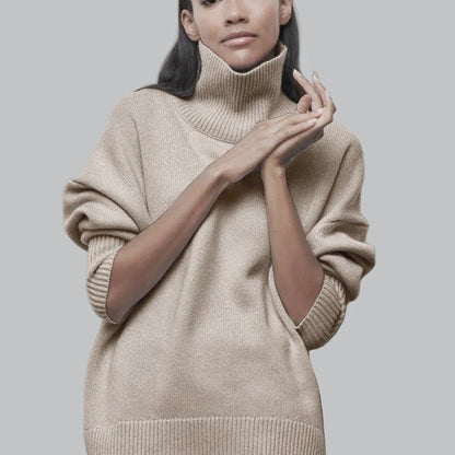 Women's Turtleneck Sweater – Oversized Fit – Soft Knit – Ribbed Edges
