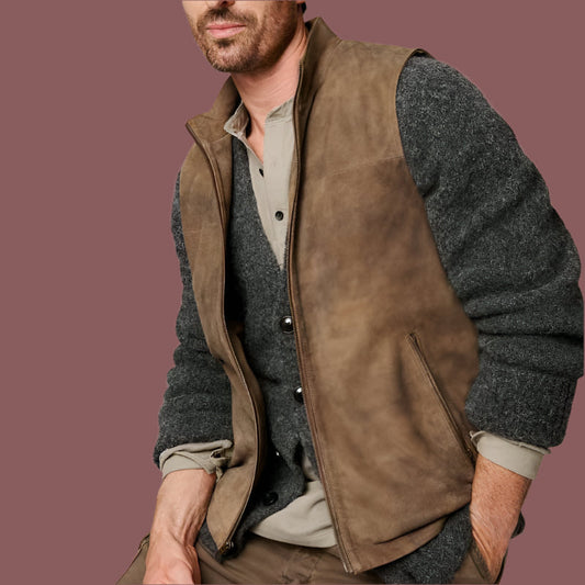 Men's Vest – Zipper – Stand Collar – Casual Textured Design