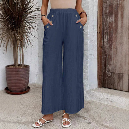 Women's Pants – Cropped Wide Leg – Elastic Waist – Light Breathable Comfort Fit