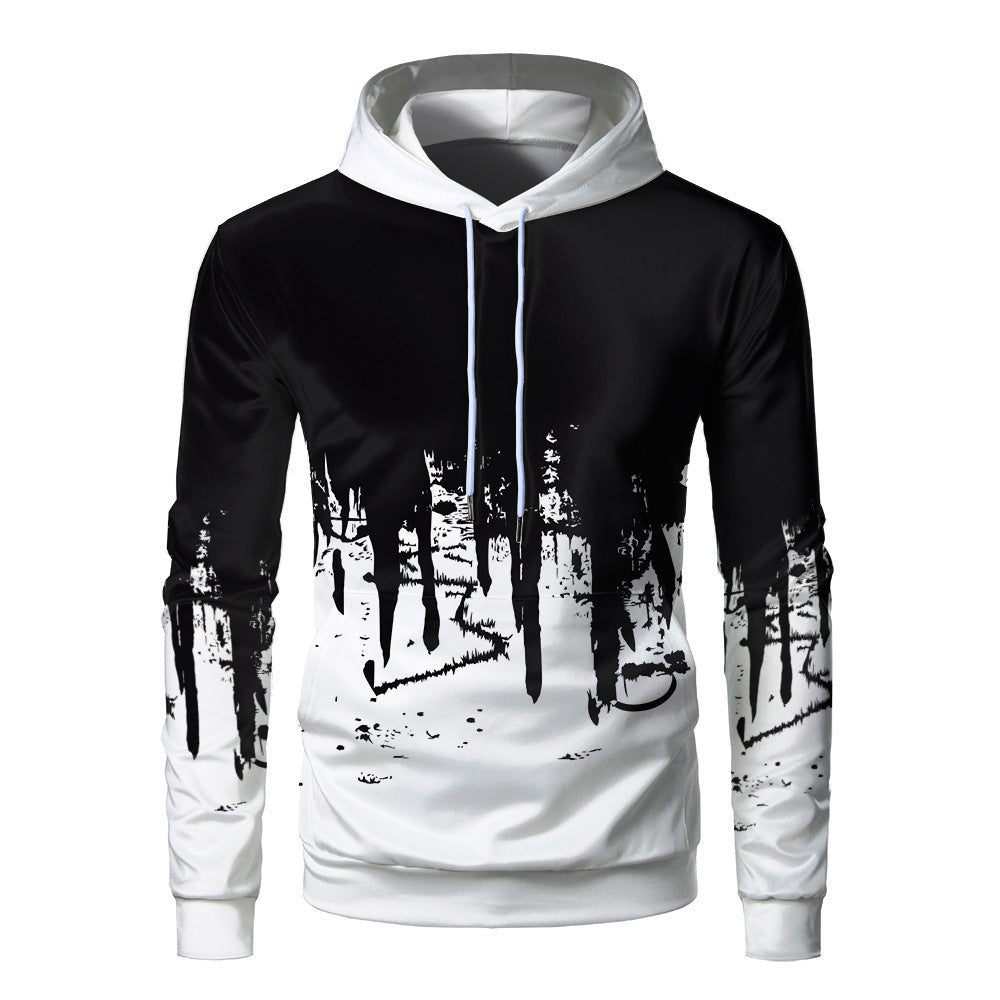 Men`s  Hoodie – Loose Fit – Lightweight and Breathable – 3D Print – Ribbed Edges – Casual